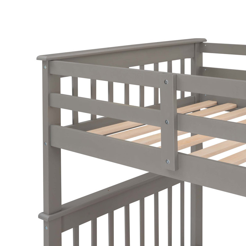 Lit superposé simple au-dessus de simple avec rangement et garde-corps, idéal pour économiser de l'espace dans la chambre ou le dortoir, facilement séparable