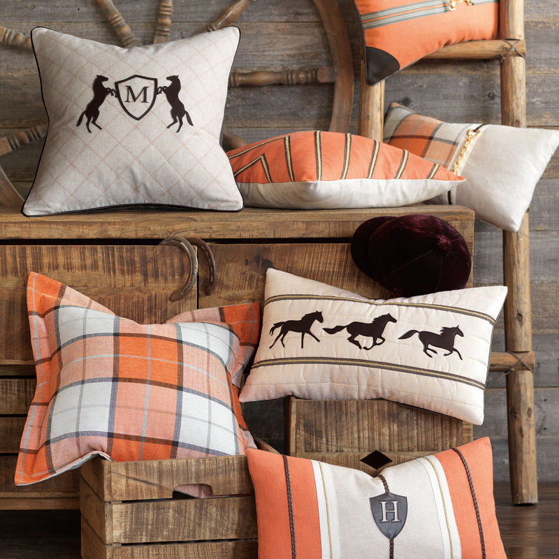 Belmont Equestrian Horse Cotton Blend Square Throw Pillow