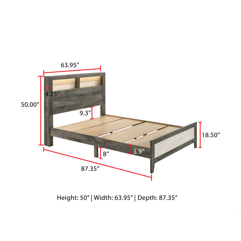 Grand lit plateforme avec rangement 1Pc