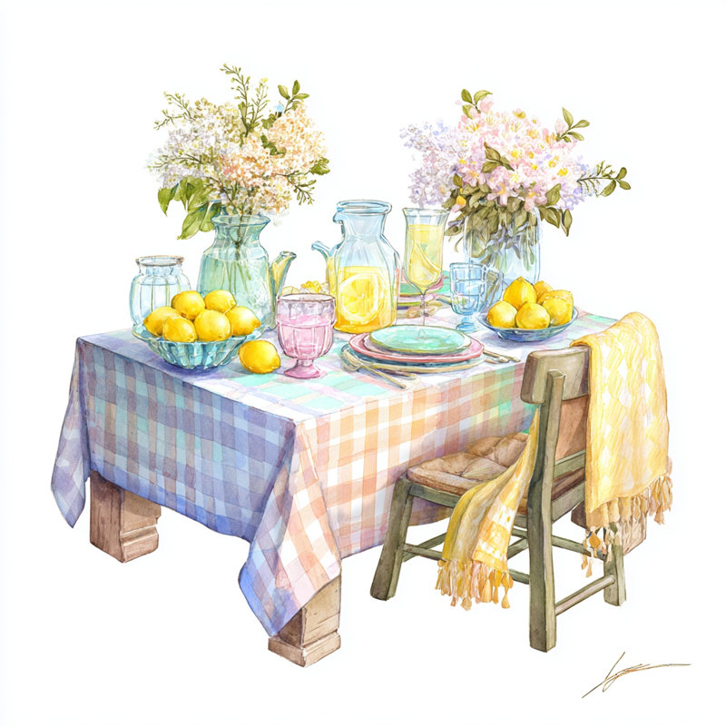 «Lemon Garden Brunch», art mural sur toile tendue, 30"W x 30"H x 1.5"D