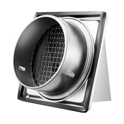 4 inch External Extractor Wall Vent Cover, Square AC Vent Gable Cover, Premium Stainless Steel and with Built-in a Protection Screen, for House,Bathroom,Garage,Kitchen,Basement (1 Pack, Silver)