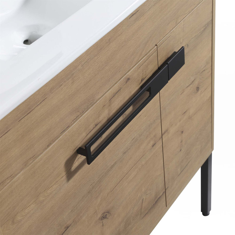 Meuble-lavabo avec lavabo, meuble-lavabo autoportant ou flottant, Imitation de chêne