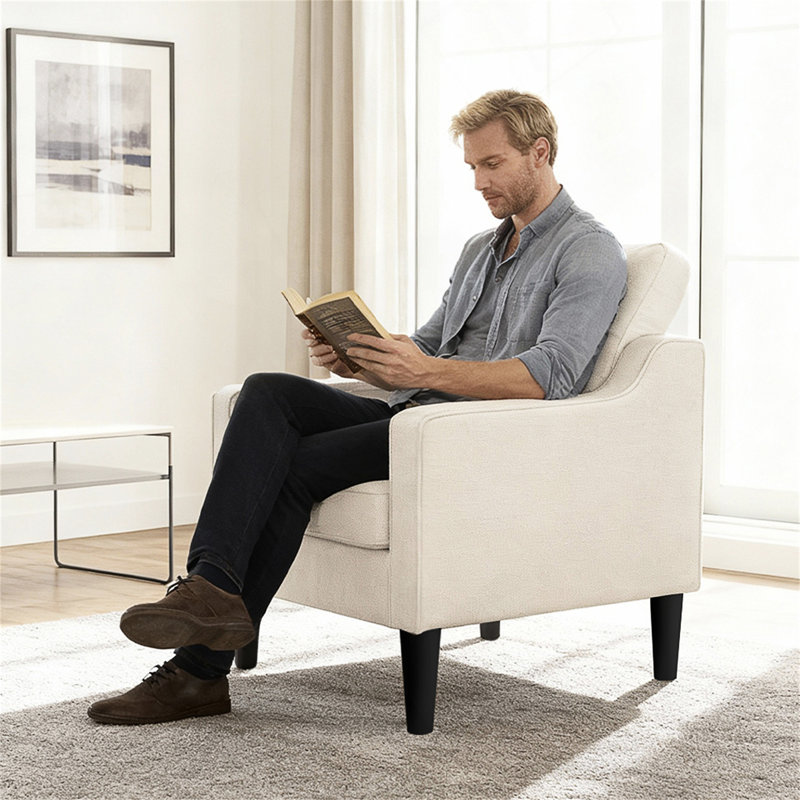 Chaise d'appoint confortable et de soutien avec coussin rembourré épais, idéale pour la détente et les intérieurs modernes
