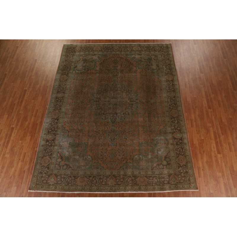 Tapis persan rétro Tabriz noué à la main 10 x 13