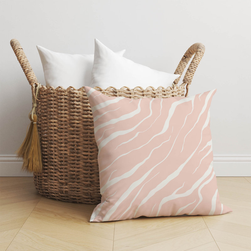 Lush Cracks Throw Pillow, 16"H x 16"W, Pink Striped
