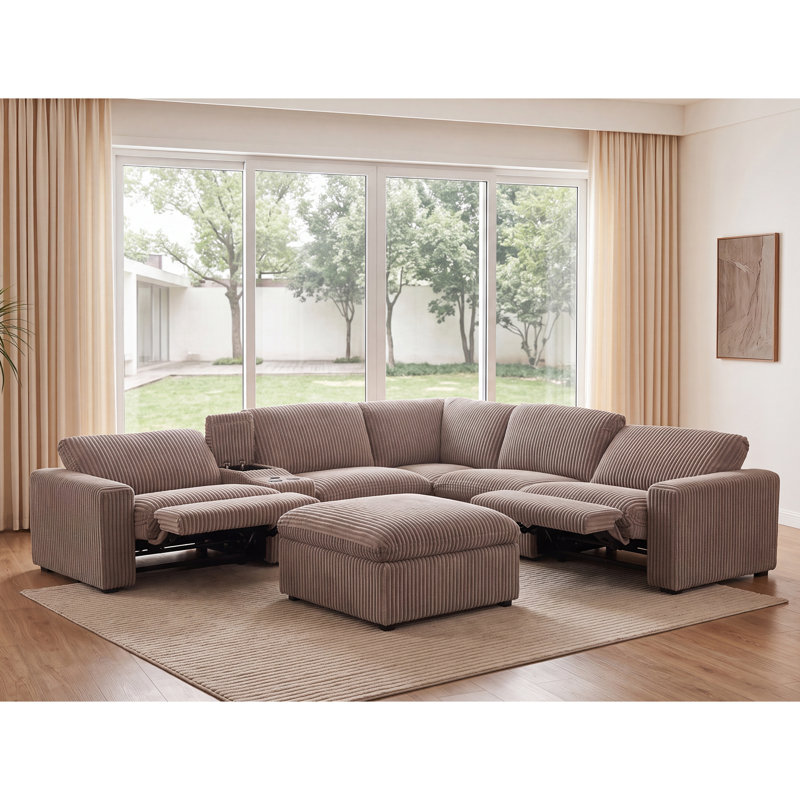 Canapé modulaire inclinable électrique en L 7 pièces avec rangement et chargement sans fil Annistyn