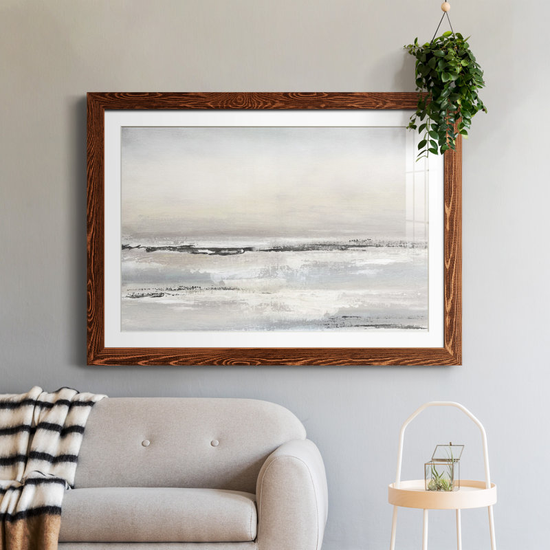 Distant brouillard - peinture encadrée, H 37,5 po x l 27,5 po x P 1,5 po, Cadre en érable