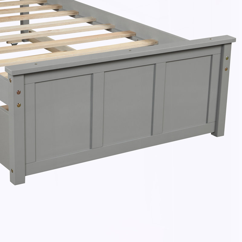 Lit plateforme avec lit gigogne simple, Gris