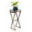 35.5" Gray Stone Slab Black / Gold Metal Plant Stand