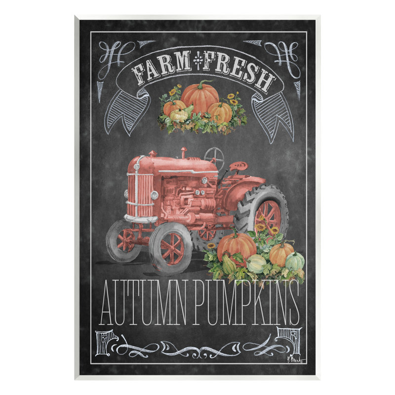 Ba-838-Tableau d'automne en bois pour tracteur, H 19 po x l 13 po x P 0,5 po
