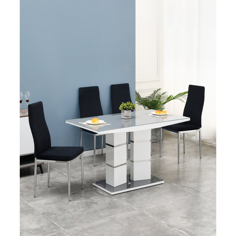 Guelph 4 - Person Dining Set, Black, White/Grey