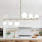 6 - Light Bubble Glass Sputnik Modern Linear Chandelier With Milk Glass Shade For Dining Room Foyer Kitchen Bedroom