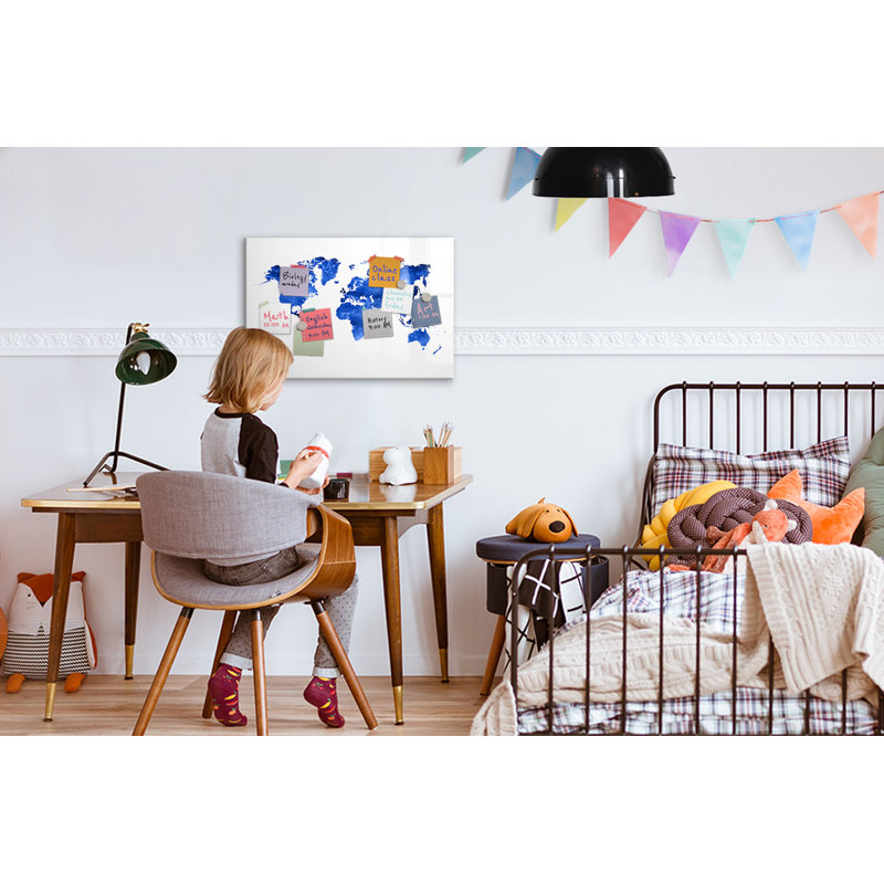 Magnetic Memo Board Whiteboard - 60 x 40 cm - Includes Marker and Magnets - Cosmos world map