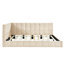 Lit de jour double en velours beige / - Élégance moderne de style Mid-Century, confortable pour toute maison, avec lattes de soutien incluses