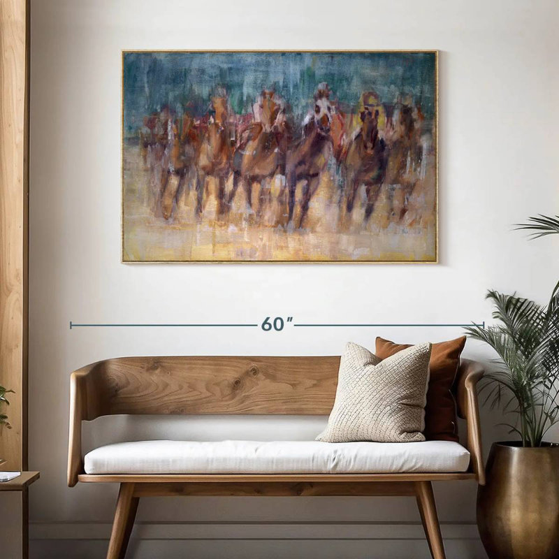 Final Sprint, Floating Frame Natural Wood, 46" X 31"
