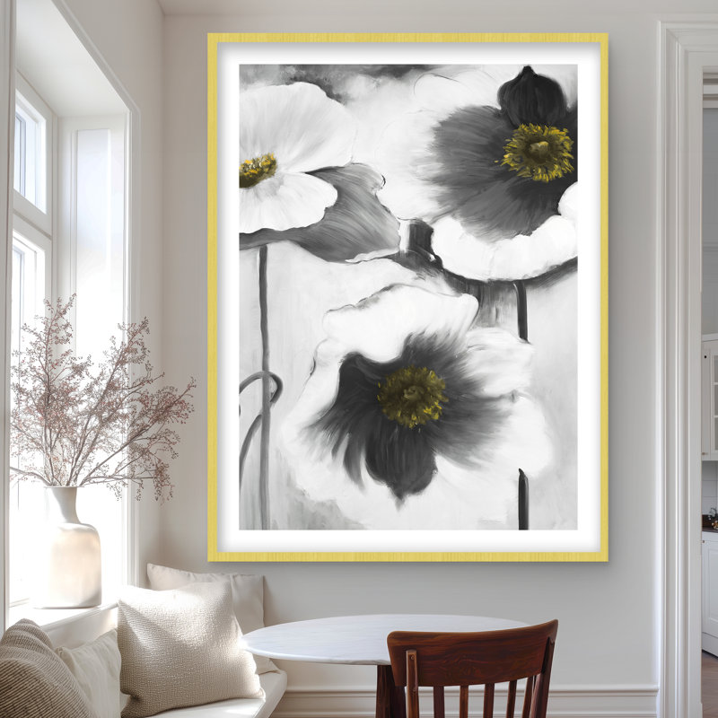 Fleurs noires et blanches - imprimé floral encadré