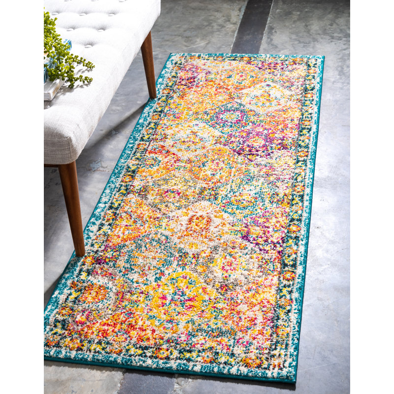 Ernst Gold/Green/Red Rug, Runner 66 x 183cm