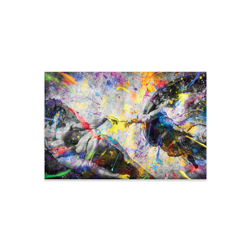 " Creation Of Adam, Michelangelo's Frescoes Splsh Of Color " by Adrian Vieriu, 16" H x 24" W x 0.25" D