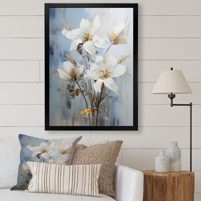 Lys blancs en fleurs, impression sur toile