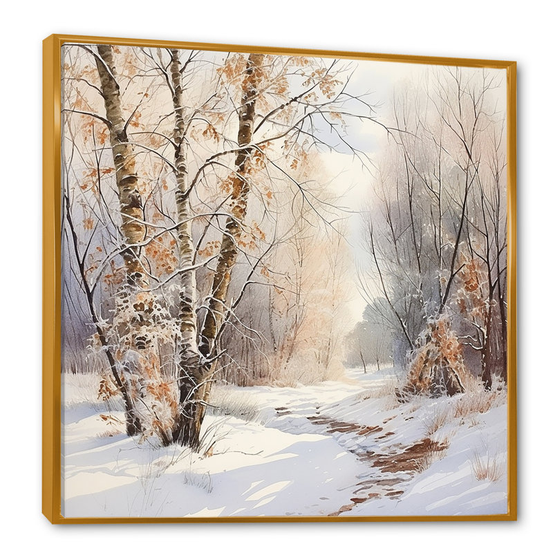 «Trees Charm In Winter - Tree», art mural sur toile, Cadre flottant doré, H 30 po x l 30 po x P 1 po