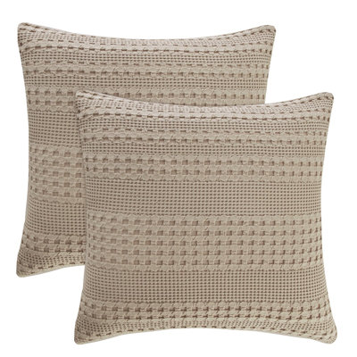 PHF Waffle Weave Pillow Covers , 2 Pack 100% Cotton Square Pillow Shell for Bedding Decor, No Insert