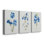 «Blue Blossom Botanical I», toile tendue sur mesure - 3 pièces