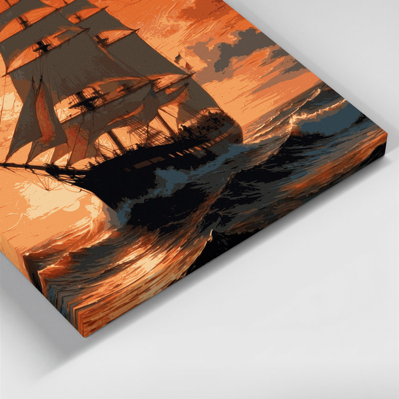 Art nautique brun sur toile nautique, H 20 po x l 30 po