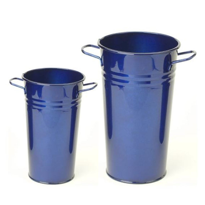 Lawton Handmade Metal Table Vase, Glazed Blue
