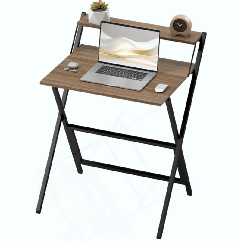 Bureau d'ordinateur pliable, avec tablette pour moniteur pour petit espace, bureau à domicile, bureau, Gris naturel