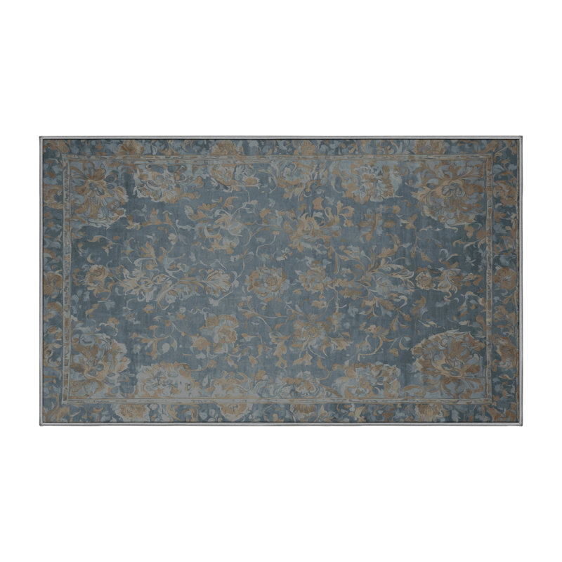 Machine Washable Gray Area Rug, Rectangle 6' x 9'