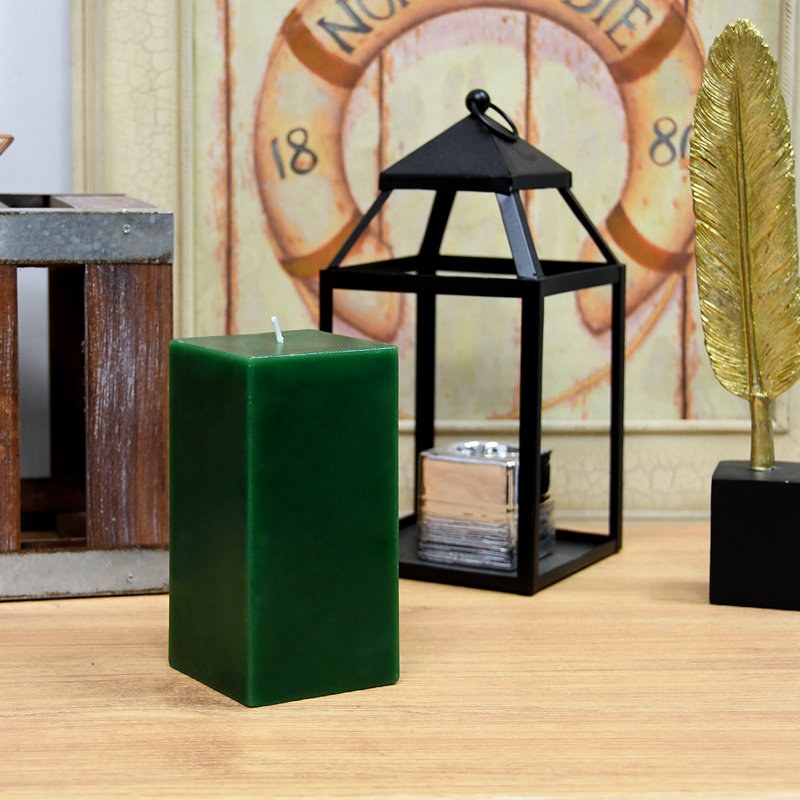 Bougie colonne, Vert forêt, H 6 po x l 3 po x P 3 po, Ensemble de 12