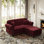 Canapé Chesterfield rembourré en velours avec garniture cloutée et accoudoirs roulés, canapé de style Mid-Century moderne capitonné, comprend 2 coussins