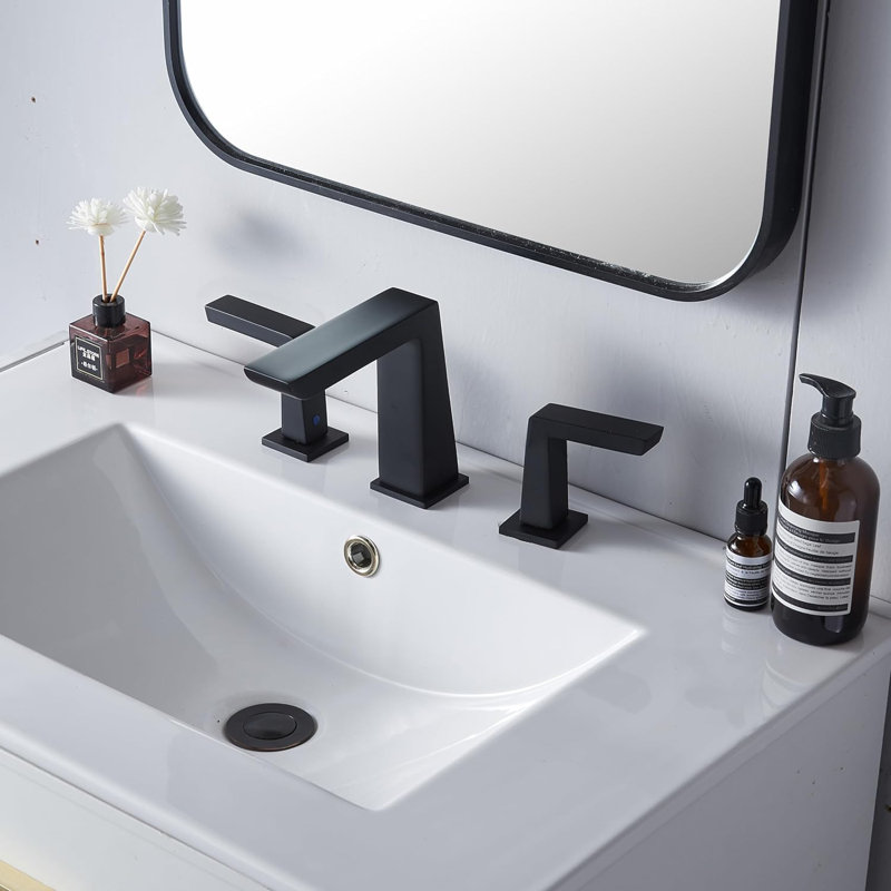 Robinet de salle de bain surdimensionné à 3 trous et 2 poignées avec drain