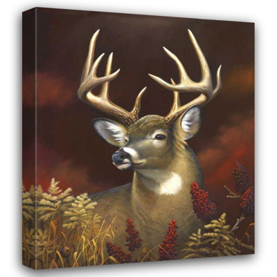 Toile tendue avec châssis Loon Peak® Stans, Leo, titrée: Portrait de cerf