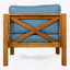 Fauteuil club d'extérieur en bois d'acacia avec coussins (ensemble de 2), ensemble conversation, finition teck, coussin bleu-2052131723
