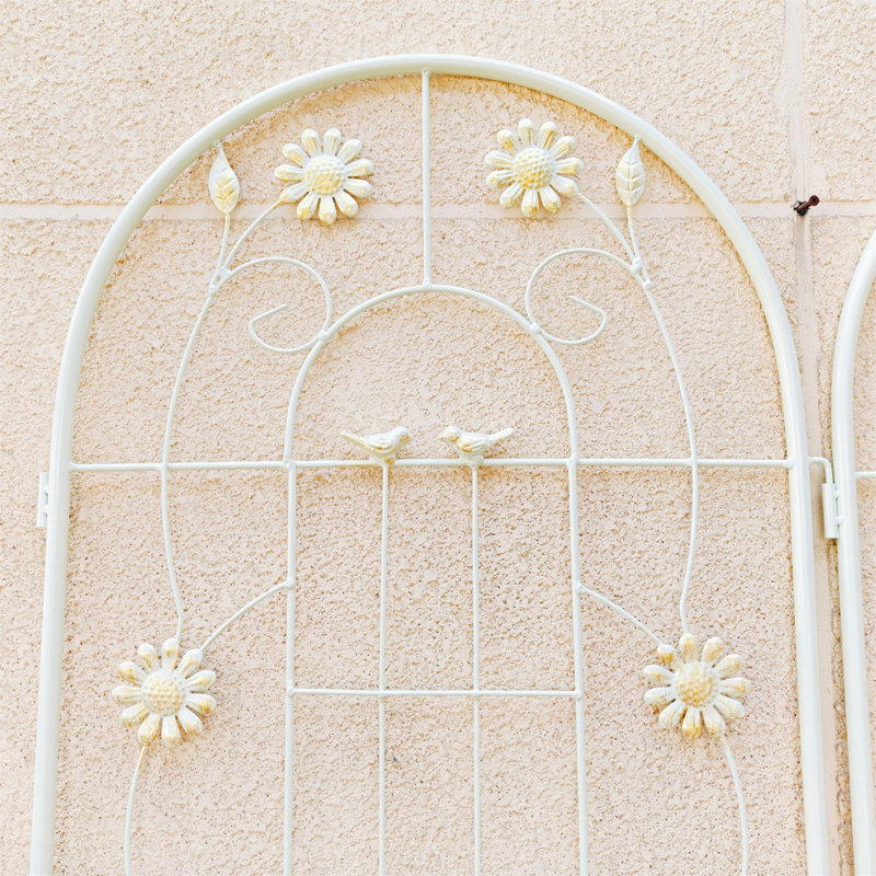 Paquet de 4 treillis de jardin en métal 71 po x 19,7 po antirouille pour plantes grimpantes, Blanc, crème