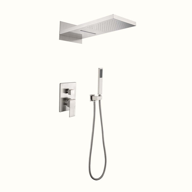 Système de douche complet avec valve brute, Nickel brossé