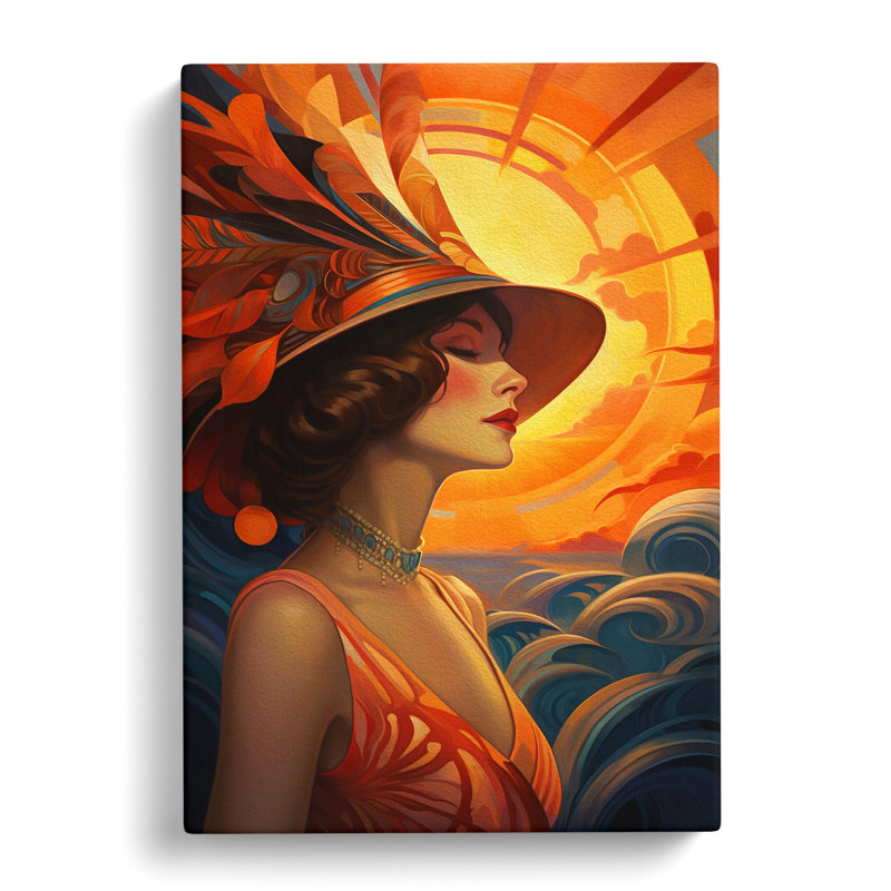Art Deco Sunset Realism - Wrapped Canvas, 50cm H x 35cm W x 3cm D