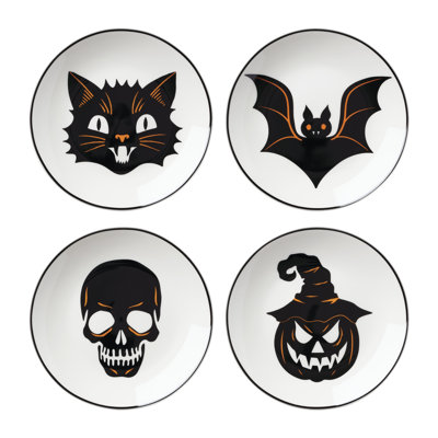 Ensemble de 4 assiettes Oneida Vintro Halloween, service pour 4