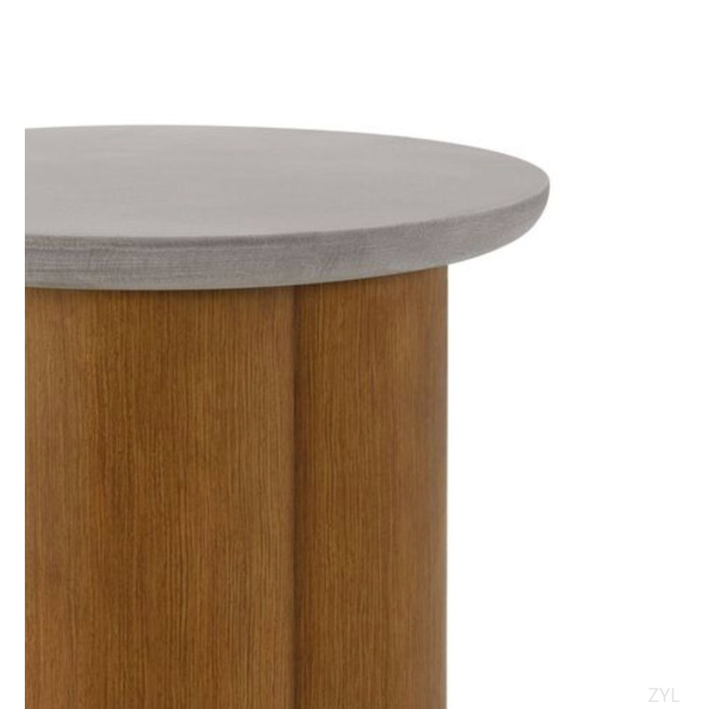 Table de bout en faux béton et finition noyer