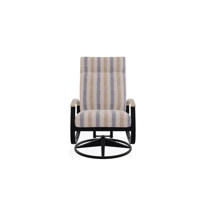 Belle Isle Outdoor Swivel Lounge Chair, Textured Black, Cast Slate Sunbrella® Plainweave, Desert P60