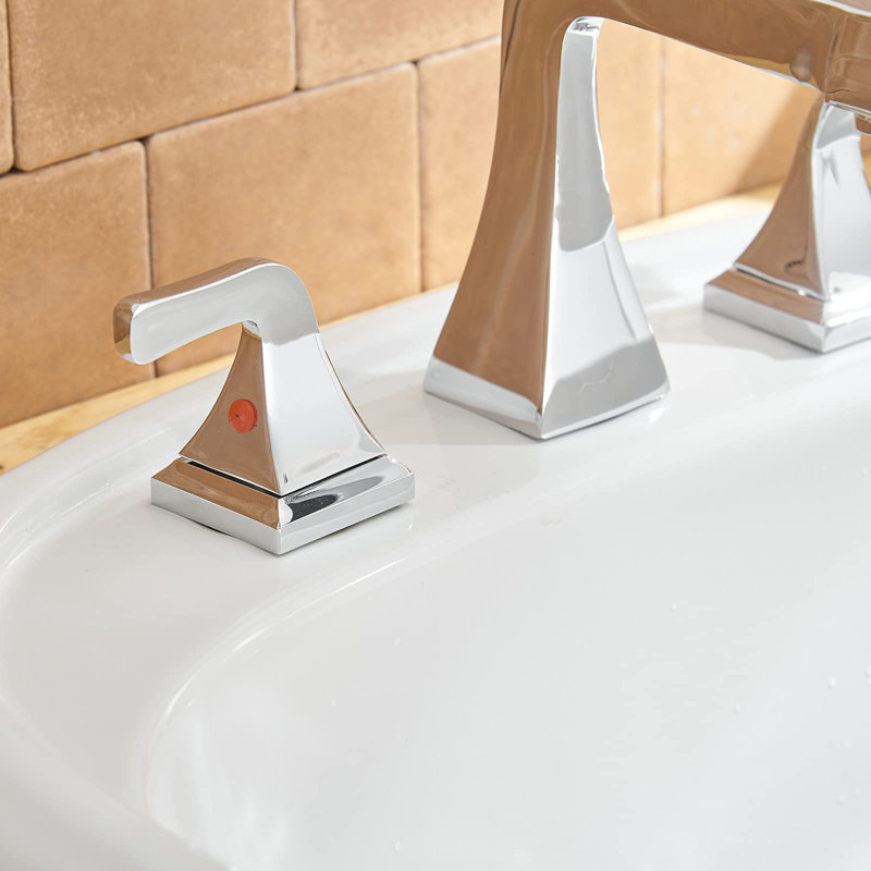 Robinet de salle de bain à large entraxe avec bonde, Chrome poli