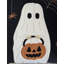Halloween Ghost with Pumpkin Bucket Throw Pillow