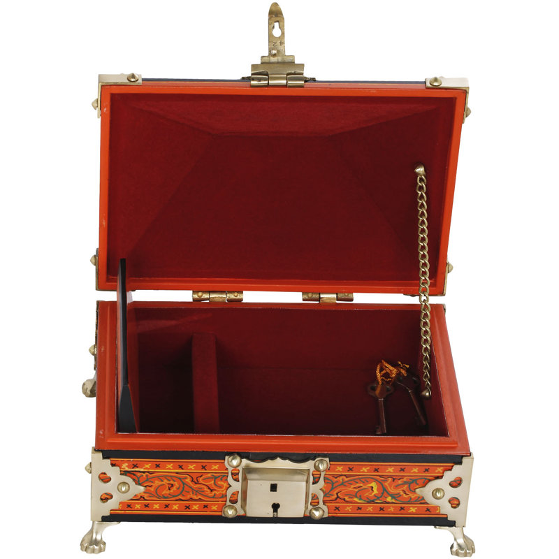 Handcrafted Wooden Nettur Petti – Traditional Kerala Jewelry Box with Brass Accents & Pyramid Lid