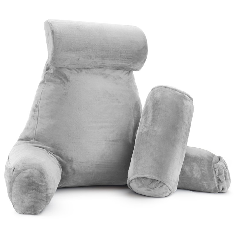 Nestl Reading Back Pillow For Reading & Bed Rest, 22" H x 36" W x 13" D, Silver
