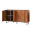 Buffet Mid-Century moderne en noyer, armoire de rangement sculptée géométrique de 59 x 16 x 33 pouces avec pieds en métal, crédence polyvalente pour le salon, la salle à manger et le vestibule