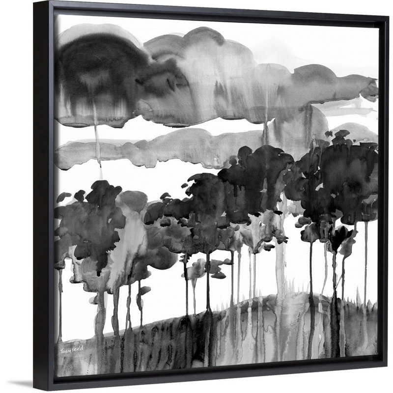 Cerulean Sky - Painting on Canvas, 25.7" H x 25.7" W x 1.75" D, Black Floater Framed