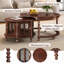 Table basse gigogne vintage rétro avec 6 portes en verre en forme de bambou et pieds rétro perlés, table de salon en noyer, 31,5 po