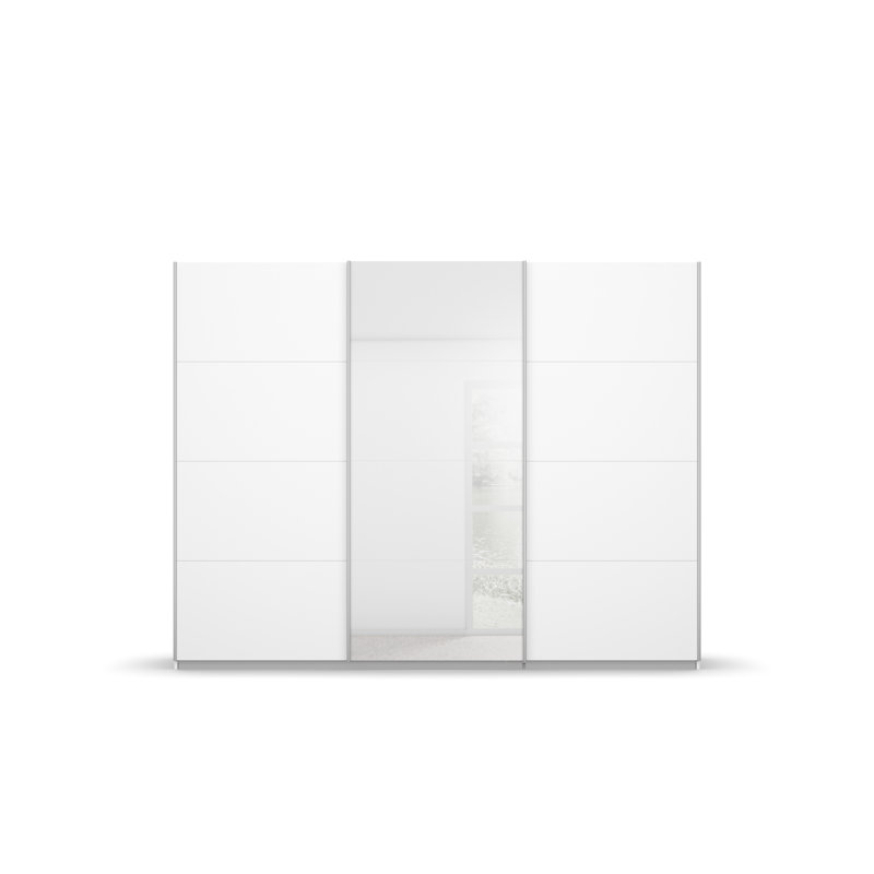 Kulmbach 3 Sliding Door Wardrobe 271 cm Alpinwhite/Glass White INCL. Delivery and Assembly, 210cm H x 271cm W x 62cm D