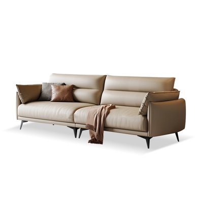 Light khaki color Genuine Leather Modular Sofa